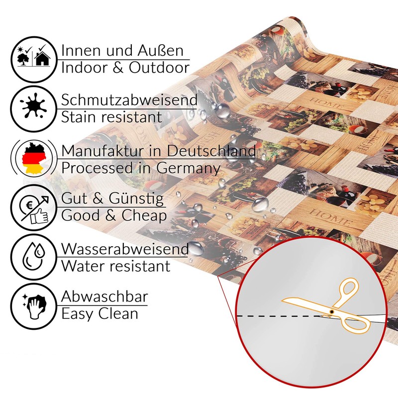 Anro Oilcloth Wax Tablecloth, Washable