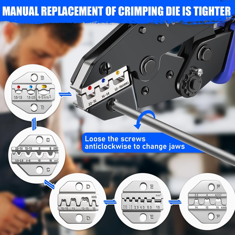Crimping Tool Set 6PCS - Ratchet Wire Crimping Tool for