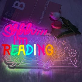 RuCvixkt Reading Neon Sign Classroom Led Neon Lights for Wall Decor, Bookshelf Neon Sign for Reading Room, USB Powered Neon Lights for Library Read Book Lovers Reading Decor