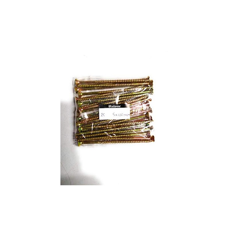 zinc and Yellow passivated Wood Screws (25, 5 x 100mm)