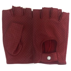 ZLUXURQ Ladies Leather Gloves Full Mesh Fingerless Half Finger Driving Gloves