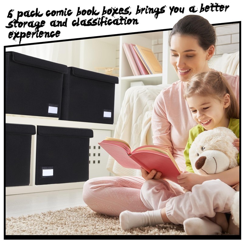 Chuangdi 6 Pcs Comic Book Storage Boxes, Collapsible Comic Short