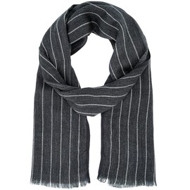 LINDENMANN Men's Scarf Grey / Black Men's Scarf Thin 50% Polyacrylic / 50% Viscose, black