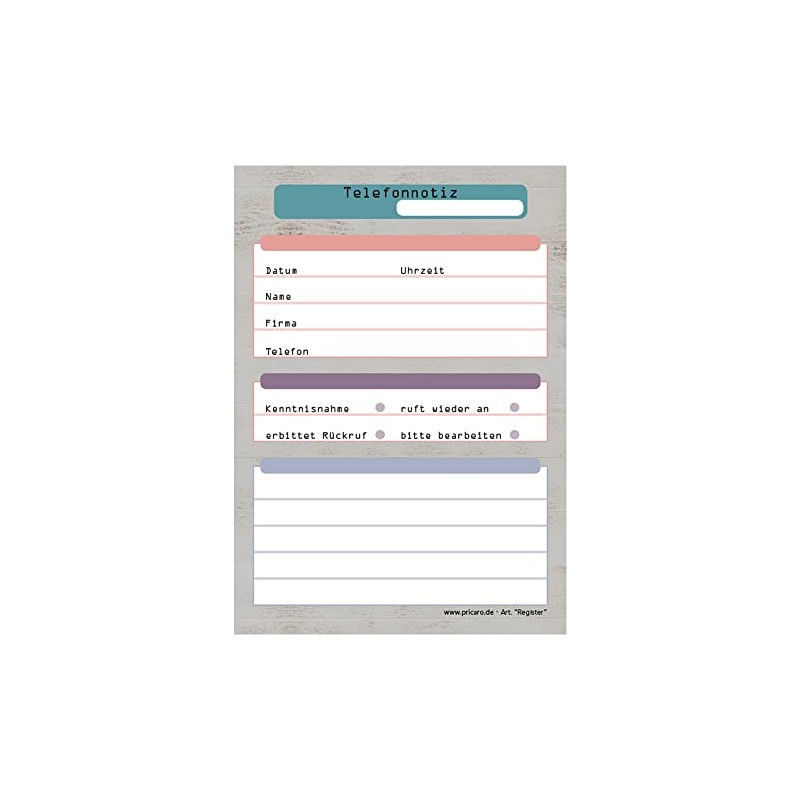 PRICARO 5 x A6 Telephone Notebook Index