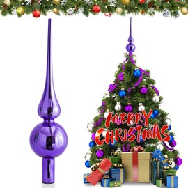 JOYUE Christmas Tree Topper Glass Matt Christmas Tree Topper Silver 26 cm Christmas Tree Decoration Tree Topper Purple Christmas Tree Topper, Christmas Tree Star Topper (Purple)