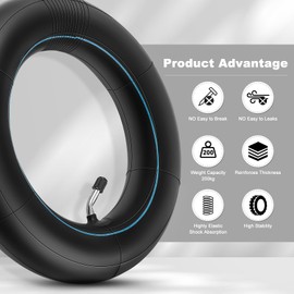 Amitor 255 x 80 Inner Tube E Scooter, 10 x 3 Inch E Scooter Tube Thickened with High Elasticity Butyl Rubber, 80/65-6 E Roller Hose with Silver Valve 45°, Not Easy Leaking, Pack of 2