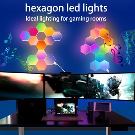 YEYIZU 12Pack Hexagon Lights for Wall LED, Hexagon LED Lights That Sync with Music, APP & Remote Controls Hex Lights, RGB LED Wall Panels for TV, Bedroom, Living Room, Game Room Decor