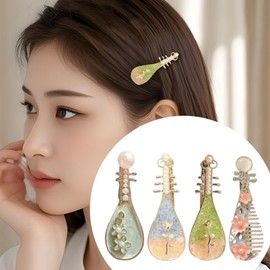 4pcs Pipa Hair Clips Set Women Pipa Hair Barrettes Aesthetic Trendy Metal Pearl Pins Chinese Hair Styling Accessories