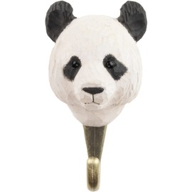 WILDLIFEGARDEN Wildlife Garden WG4531 Panda Hook - Hand Carved Animal Hook Made of Wood and Metal - Asian Animal Collection