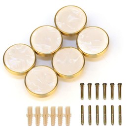 EVERGD 27mm Pure Copper Handle Shell Brass Gold Wardrobe Kitchen Cabinet Door Knobs Drawer Cupboard Hardware Pull Handle Clothes Coat Hook Modern Simple (6, Pearl Rainbow)