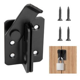 Heveer Door Bolt Stainless Steel Deadbolt Lock Lockable Small Deadbolt Lock with Lock Hole for Door Fence Window Black 61 x 50 mm