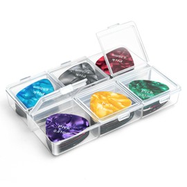 Guitar Pick Holder, Guitar Pick Case, 6-Grid Storage Organizer, Guitar Pick Storage Box, 60 Capacity, Box Only