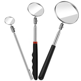 3 Pieces Telescoping Inspection Mirror Inspection Tool for Check the Condition of Vehicle, Observe the Eyelashes, Mouth and Other Small Parts(Round,3 Kinds of Size)