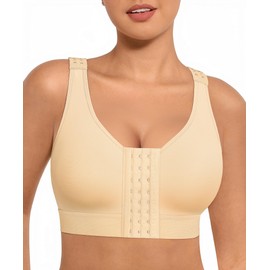 FeelinGirl Womens Post Surgery Compression Bra Full Coverage After Surgical Mastectomy Minimizer Bra Skin M