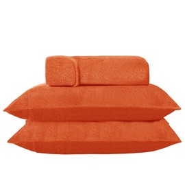 Houieso Penguin Velvet Fitted Sheet, 15" Deep Pocket Design, One Brown Fitted Sheet, Two 20 * 30” Pillowcases, 3-Piece Set (Tangerine, Full)