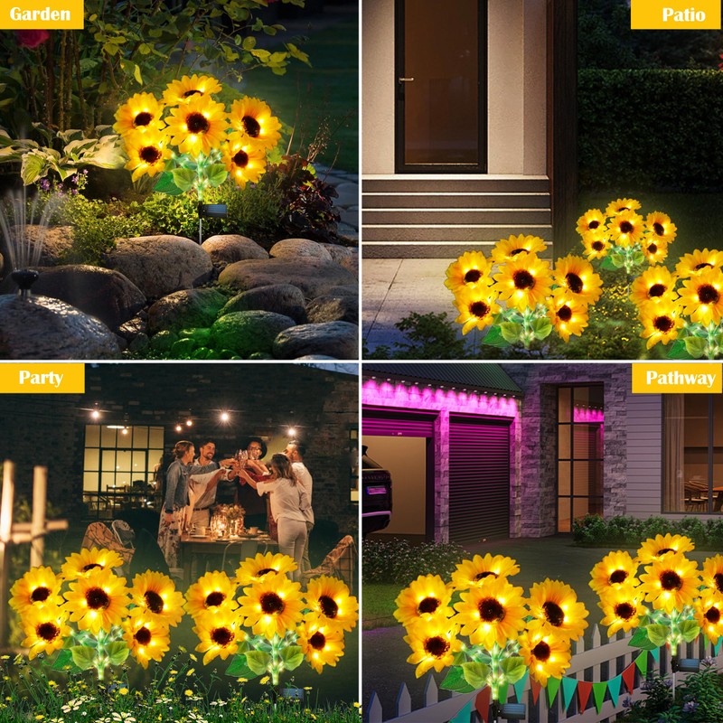 Solar Garden Lights - Solar Sunflower Outdoor Decorative Stake Lights