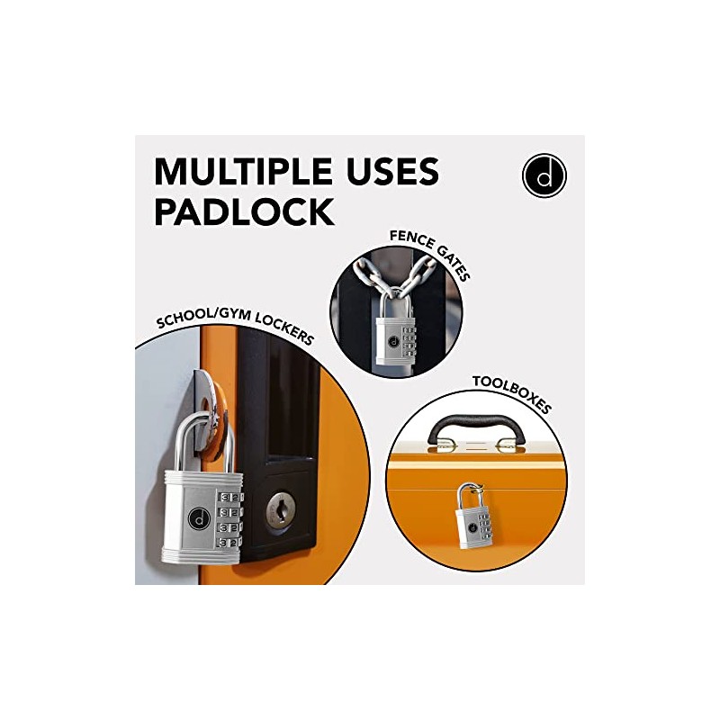 Padlock (2 Pack) 4 Digit Combination Lock - for Gym