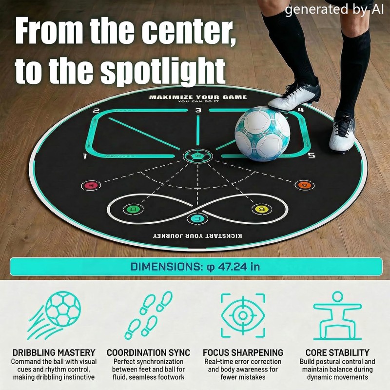 MUKESKY Soccer Training Mat for Footwork & Agility, 360° Circular