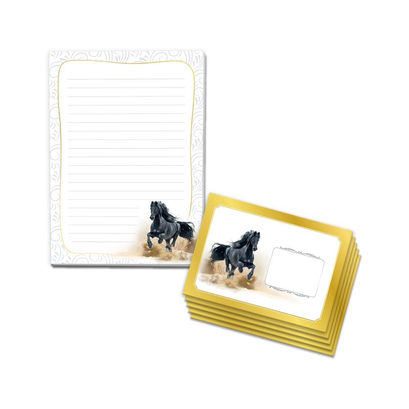 Letter Paper Set A5 with Envelopes Children's Horse Black for