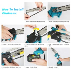 2 in 1 Battery Pole Saw Handheld Chainsaw Cordless Electric 1200W Brushless Motor with 6000mAh