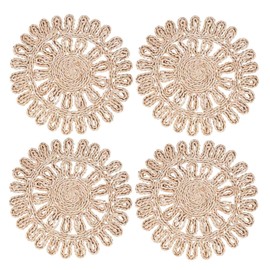 Hopbucan Round Woven Placemat for Dining Table,Natural Braided Rattan Tablemat Hollow Wicker Plates for Holiday Kitchen Table Mat