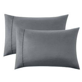 Bedsure Pillow Cases Queen Set of 2 - Dark Grey Double Brushed Microfiber Pillowcases 2 Pack, Super Soft Cooling Pillow Case Covers with Envelope Closure, Wrinkle, Fade and Stain Resistant, 20”x30“
