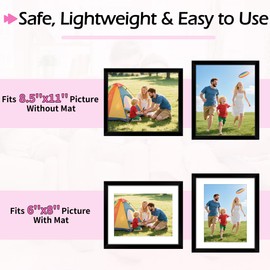 HOMERHYME Picture Frames, 8.5 by 11 Diploma Frame, Black Poster Frames with Clear Plexiglass, 8.5 x 11 Wall Hanging Photo Frame Certificate Frame for Collage Office Home Wall Decor, 2 Pack