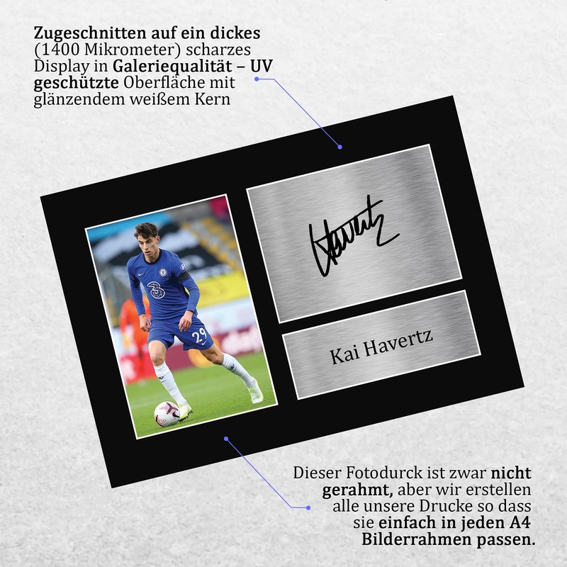 HWC Trading A4 Kai Havertz Presents Printed Autograph Picture for