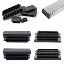 EASYEAH 1" x 2" Plastic Hole Plugs Black -Rectangle Chair Leg Caps & Pipe Plugs, Tubing End Caps for Metal and Wood Legs Tube, Outdoor Furniture Feet Table Patio Glide Floor Plastic Plugs, 4 PCS