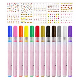 12 Pieces Of Manicure Pen, 10 Cartoon Manicure Stickers, Line-Up Manicure Art Pen, Diy Manicure Art Tools, Nail Painting Graffiti Tools