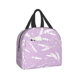 carati Cute Lavender Flowers Light Purple Lunch Box Reusable Lunch Bag Cooler Tote Travel Picnic Insulated Durable Shopping