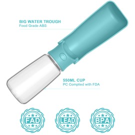 Canareen Foldable Dog Water Bottle for On the Go - 550 ml Portable Pet Water Bottle for Dog Cat Outdoor Walking Hiking Travel (Blue)