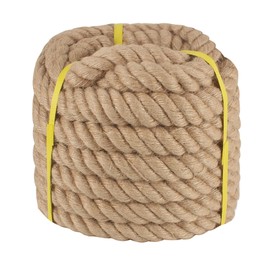 Twisted Manila Rope 1-1/2 in x 50 ft Natural Thick Hemp Rope for Railing Docks Tug of War Decorating Crafts Nautical Landscaping Swing Hammock