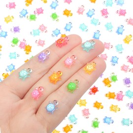 XISHAN 200PCS Luminous Tiny Turtles Mini Resin Turtles for Crafts Dollhouse Miniatures Mini Animals Plastic Turtle Bulk for Fairy Garden Aquarium Micro Landscaping Decoration(8 * 12cm)