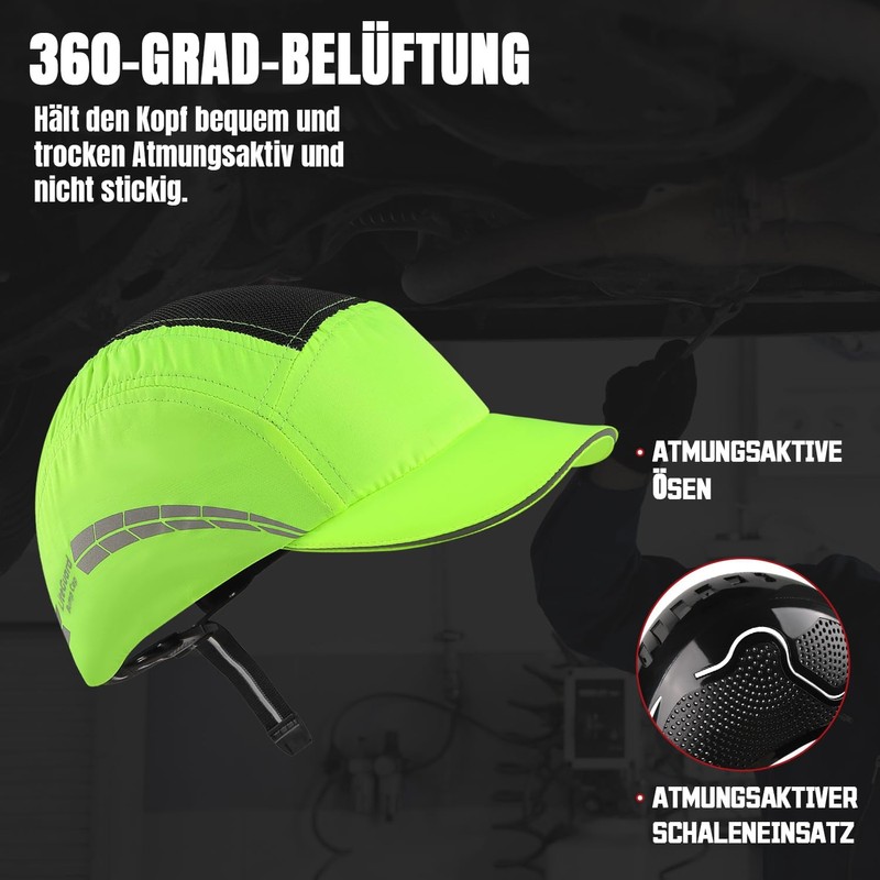 HEARMOR Lightweight Bump Cap with Reflective Stripes, Breathable Baseball Cap