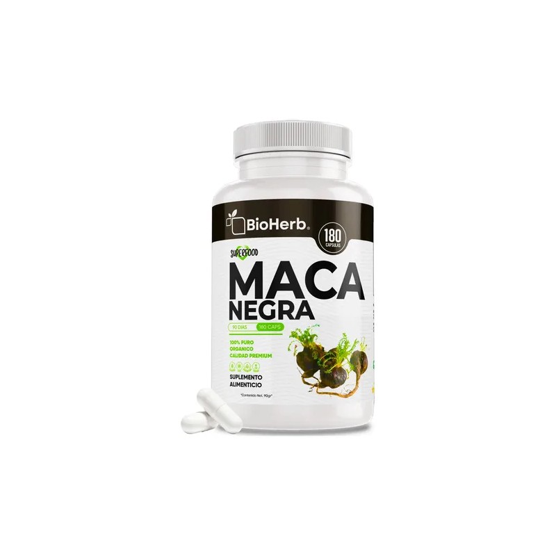 Maca Negra 100 Pura Bioherb 180 Cápsulas Suplemento