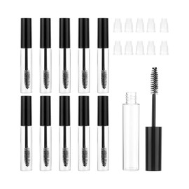 10 Pack 10ml Empty Mascara Tubes Eyelash Serum Tubes with Eyelash Wand Eyelash Cream Container Bottle Clear Mascara Tube with Wand for Castor Oil with Leak Stoppers (Black)