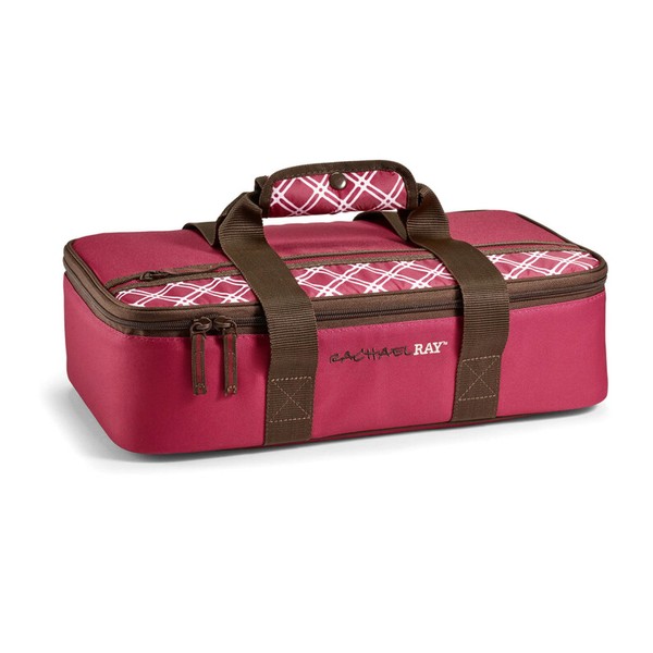 Rachael Ray Lasagna Lugger, Insulated Casserole Carrier for Parties, Fits 9"x13" Baking Dish, Burgundy