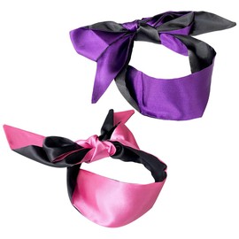 2 Pcs Long Sleeping Eye Masks Adjustable Soft Blindfolds Satin Eye Sleeping Covers Blackout Sleep Eye Masks Travel Sleep Blindfolds for Adult Pink Purple