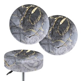 Sellikakes - Juego de 2 fundas de asiento redondas para taburete de bar de 12 a 14 pulgadas con patrón de rosa de mármol, fundas redondas para sillas para cocina, hotel, juego de 2 unidades, color