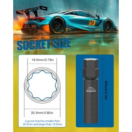 CLEVEROOL 10 Spline Lug Nut Socket, Compatible with Bimecc 10-Spline Lug Nuts and Lug Bolts, Replacement for TA20-19/21, 10-Spline Lug Nut Key with 19MM and 21MM Hex Drive, CR-MO