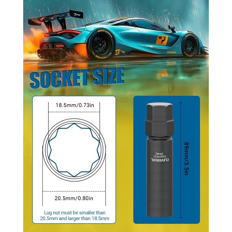 CLEVEROOL 10 Spline Lug Nut Socket, Compatible with Bimecc 10-Spline