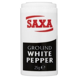 Saxa Ground White Pepper 25g (Pack of 12 x 25g)