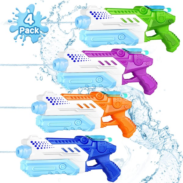 4 Pack Squirt Guns for Kids Adults Boy Girl,Super Water Guns Soaker with High Capacity 25FT Long Shooting Range for Summer Swimming Pool Beach Outdoor Water Fighting Play Toys Party Favors