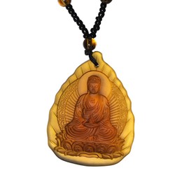 DAXWEV Crystal Orgone Godness Glazed Amulet,White Tara Manjushri Buddha Crystal Pendant Buddha Amulet Gemstones Necklace(Amitabha,Chain 65cm)