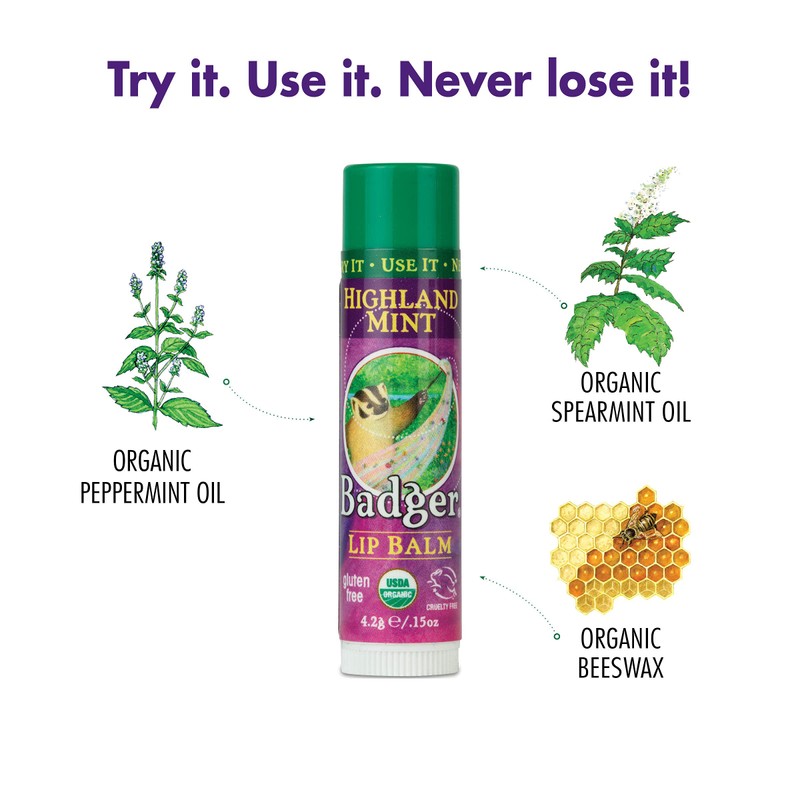 バジャー Badger クラシック リップバームスティック 4.2g ハイランドミント