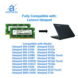 Adamanta 16GB (2x8GB) Compatible for Lenovo Flex, Ideapad, Thinkpad DDR3L 1600Mhz PC3L-12800 SODIMM 2Rx8 CL11 1.35v Notebook Laptop Memory Upgrade RAM P/N: 0B47381