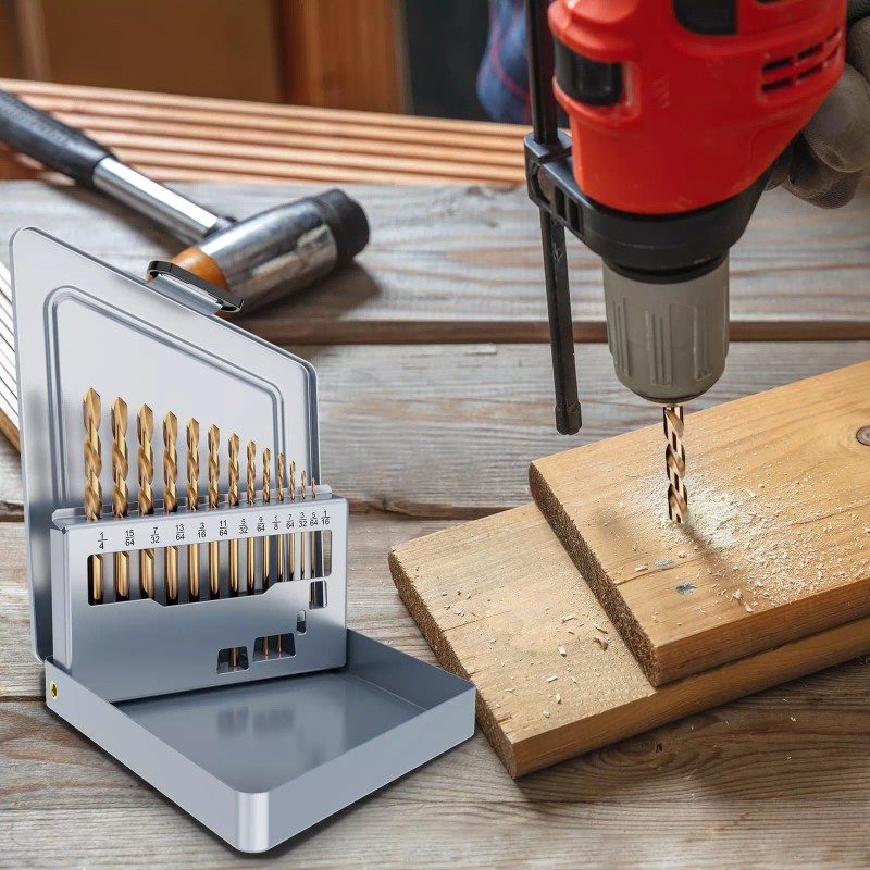 MACXCOIP Cobalt Left Hand Drill Bit Set, 13Pcs M35 High