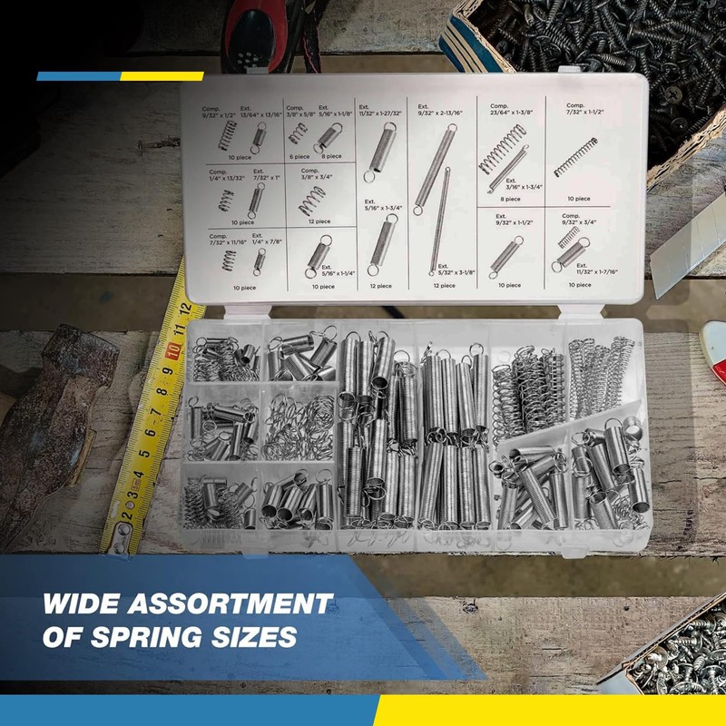 Kezidhp Pack of 200 Spring Compression Springs Assortment, Stainless Steel