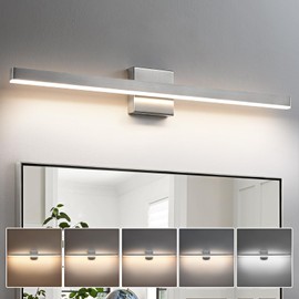 KAISITE Modern Bathroom Vanity Light Brushed Nickel Bathroom Light Fixture Over Mirror 32 inch Vanity Lighting Fixture Dimmable 5CCT LED Bar Vanity Light for Bathroom Restroom